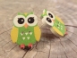 Preview: Eulen Knopf Ohrstecker Holz Uhu Owl
